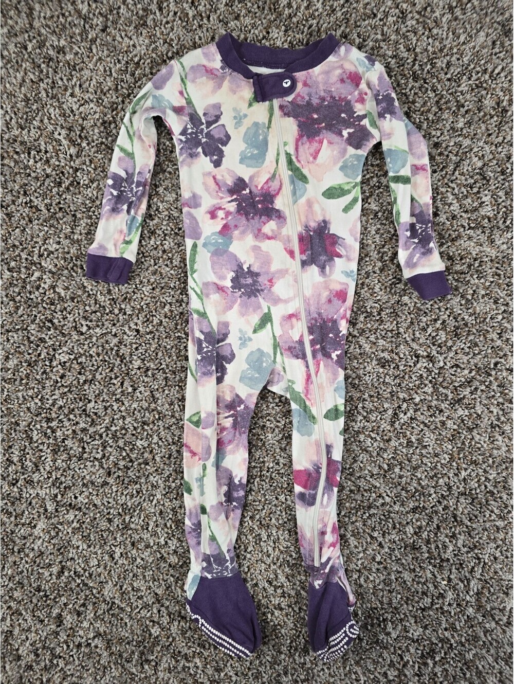 Burt's Bees Baby Sz 18M footed sleeper in the "watercolor daylily" print